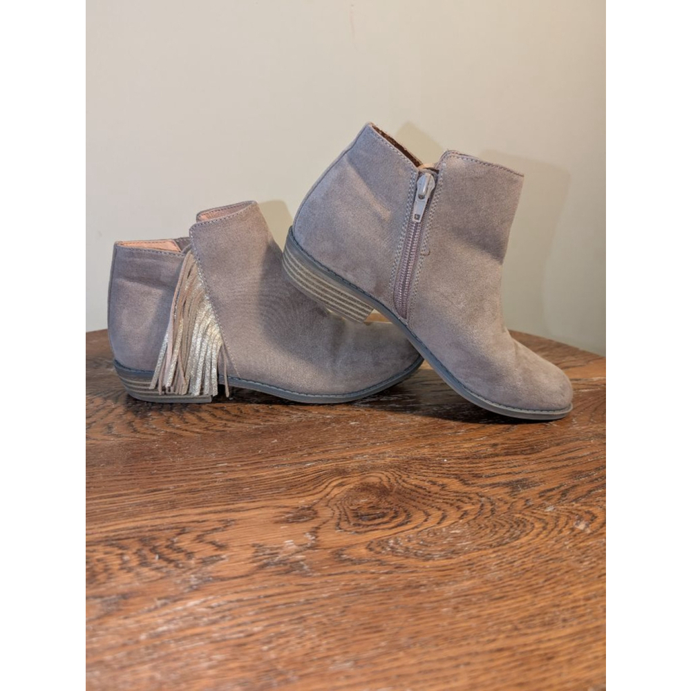 Women's Dolce Vita Taupe Ankle Boots & Booties Size 4 with Gold Fringe